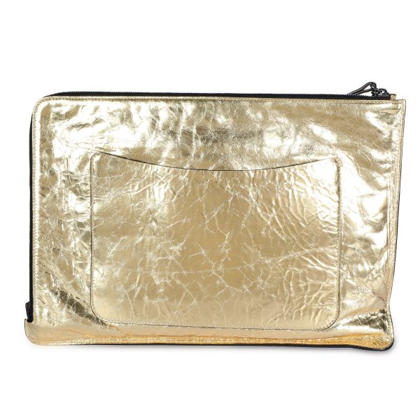 107859 pv Chanel Metallic Gold Calfskin Feministe Mais Feminine Clutch