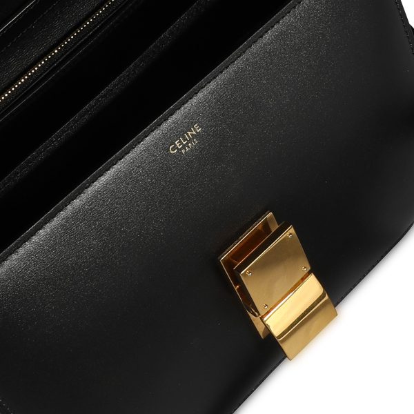 107940 ad2 dd4b6786 7a11 4dea 954e cd7ecca4fa0b Celine Black Smooth Calfskin Classic Box Bag