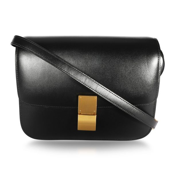 107940 fv Celine Black Smooth Calfskin Classic Box Bag