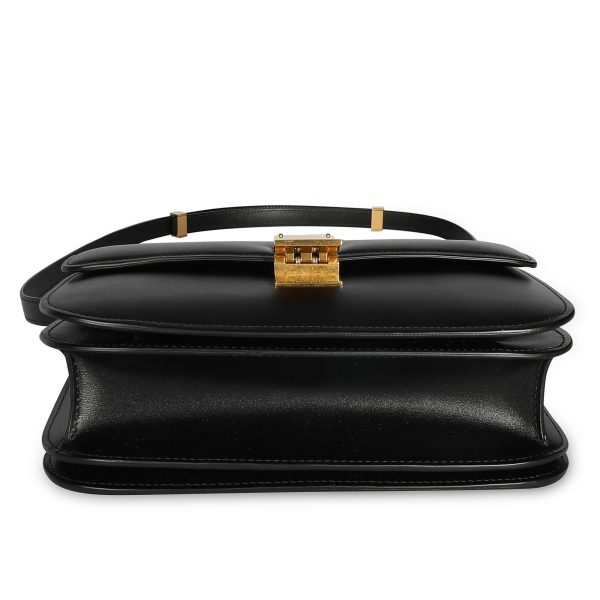 107940 stamp Celine Black Smooth Calfskin Classic Box Bag