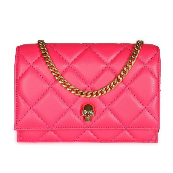 108270 fv 15eda760 b65f 4182 8823 3756bfe636ed Alexander McQueen Hot Pink Quilted Leather Mini Skull Crossbody Bag