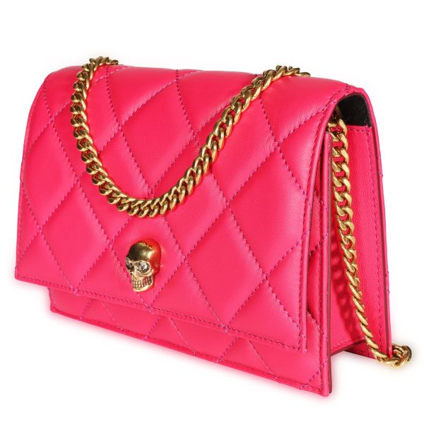 108270 sv 6322b271 c199 47bb 9041 880185a3b724 Alexander McQueen Hot Pink Quilted Leather Mini Skull Crossbody Bag