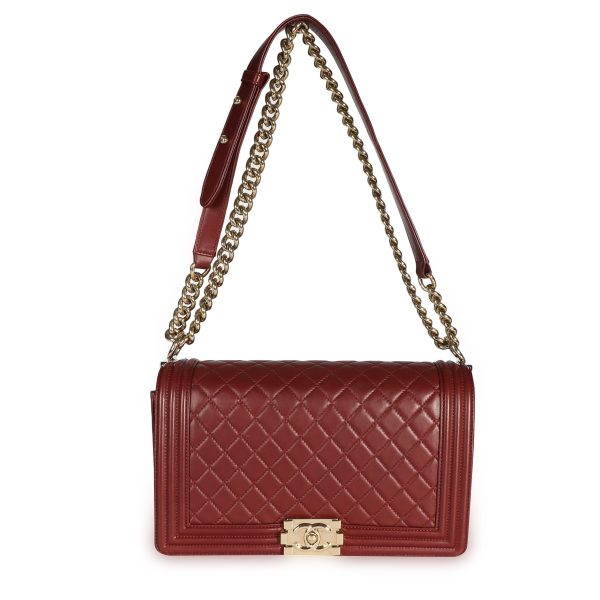 108301 bv c0a45a2f 2cca 46b8 8a7e a19fed69c11e Chanel Burgundy Quilted Lambskin Leather New Medium Boy Bag