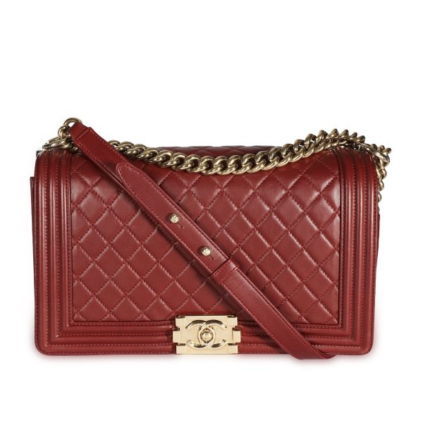 108301 fv c9147caa 0465 4378 8f88 915c4604435e Chanel Burgundy Quilted Lambskin Leather New Medium Boy Bag