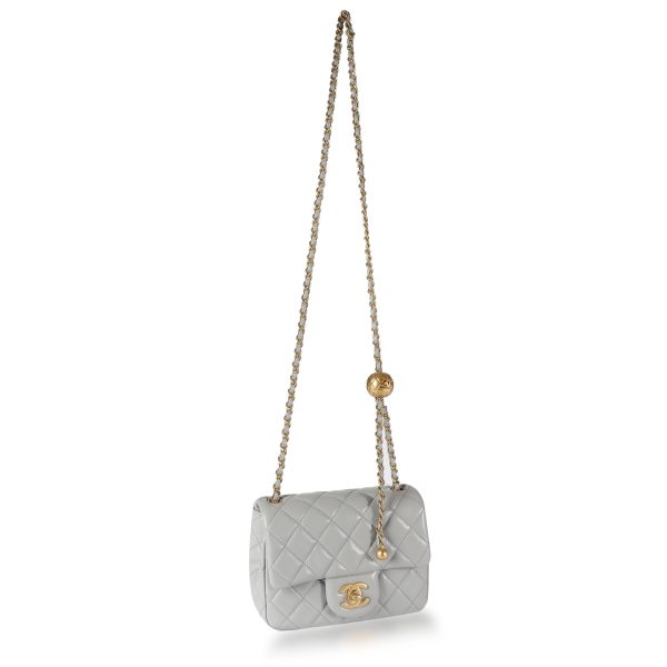 108411 bv Chanel Gray Quilted Lambskin Pearl Crush Mini Flap Bag