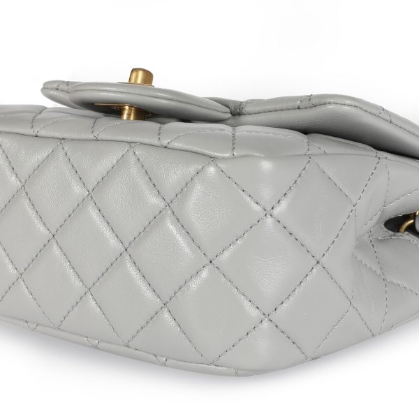 108411 clasp Chanel Gray Quilted Lambskin Pearl Crush Mini Flap Bag