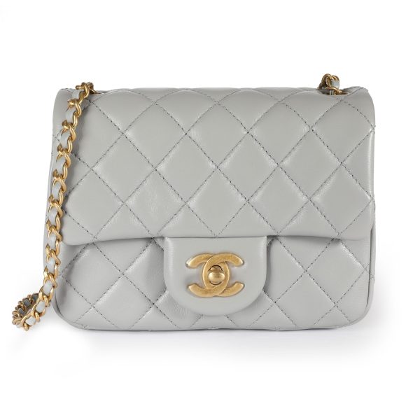 108411 fv Chanel Gray Quilted Lambskin Pearl Crush Mini Flap Bag