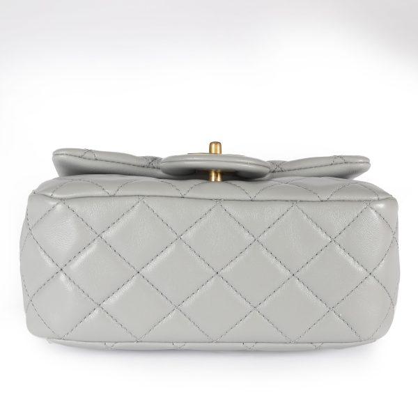 108411 stamp Chanel Gray Quilted Lambskin Pearl Crush Mini Flap Bag