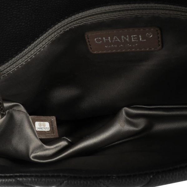 108417 ad2 Chanel Black Caviar Quilted Single Flap Bag