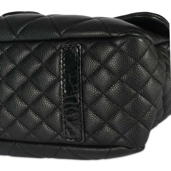 108417 box Chanel Black Caviar Quilted Single Flap Bag