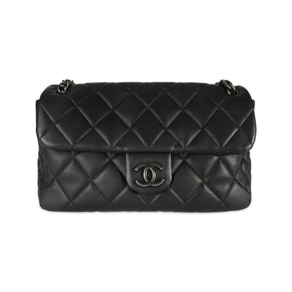 108417 fv Chanel Black Caviar Quilted Single Flap Bag