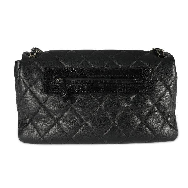 108417 pv Chanel Black Caviar Quilted Single Flap Bag