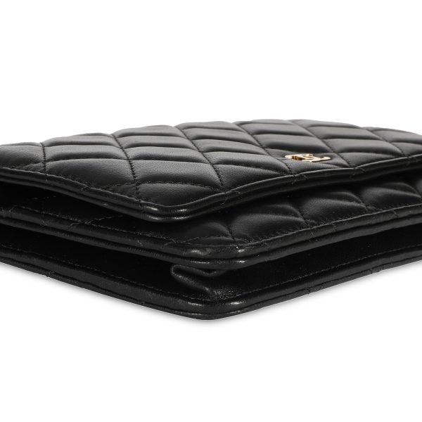 108499 box Chanel Black Quilted Lambskin Wallet on Chain