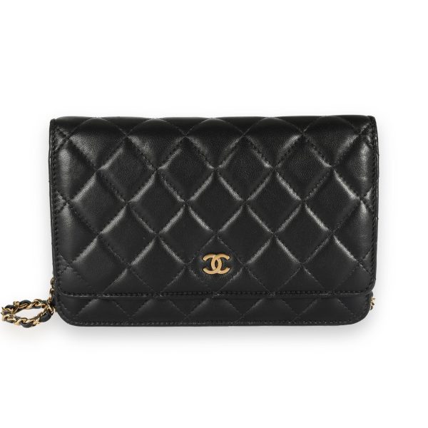 108499 fv Chanel Black Quilted Lambskin Wallet on Chain