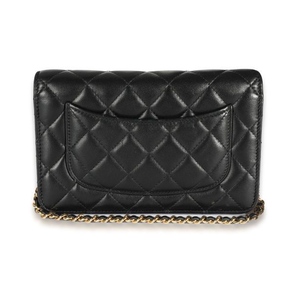 108499 pv Chanel Black Quilted Lambskin Wallet on Chain