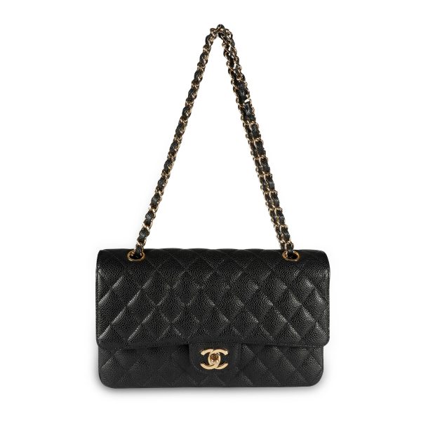 108616 bv 8692a95b 441a 4159 9642 a1fe70e32ee5 Chanel Black Quilted Caviar Medium Classic Double Flap Bag