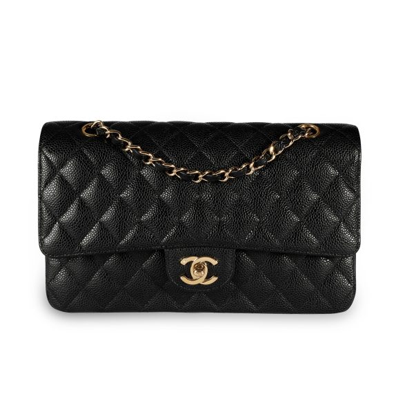 108616 fv 86201efb 4fef 4f8a 8897 17343e0984bf Chanel Black Quilted Caviar Medium Classic Double Flap Bag