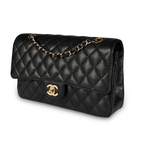 108616 sv 9e550540 2f2f 4716 895b 0ff5066d63a8 Chanel Black Quilted Caviar Medium Classic Double Flap Bag