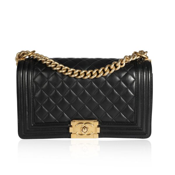 108902 fv fc47af4e 8cc3 4bd9 a4d2 7d6a0eae431e Chanel Black Lambskin Quilted Medium Boy Bag