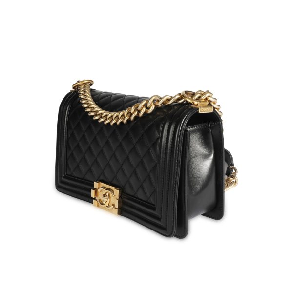 108902 sv 9f8dfa24 f0ba 4a7f 9bb0 75dea006acb8 Chanel Black Lambskin Quilted Medium Boy Bag