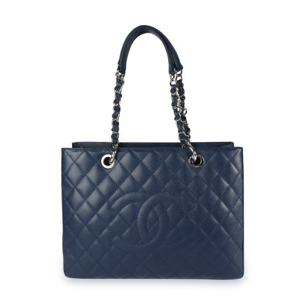 109089 fv Chanel Blue Marine Quilted Caviar Grand Shopping Tote