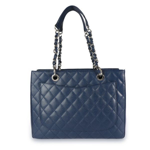 109089 pv Chanel Blue Marine Quilted Caviar Grand Shopping Tote