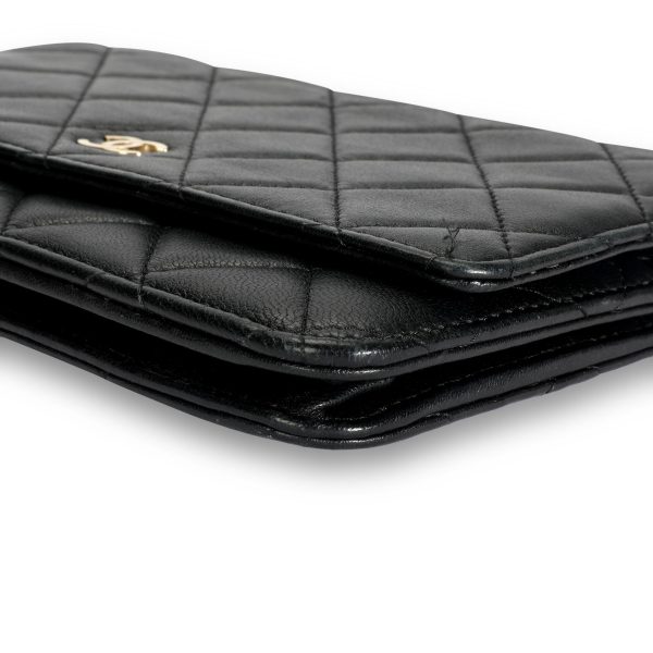 109549 box Chanel Black Quilted Lambskin Wallet on Chain