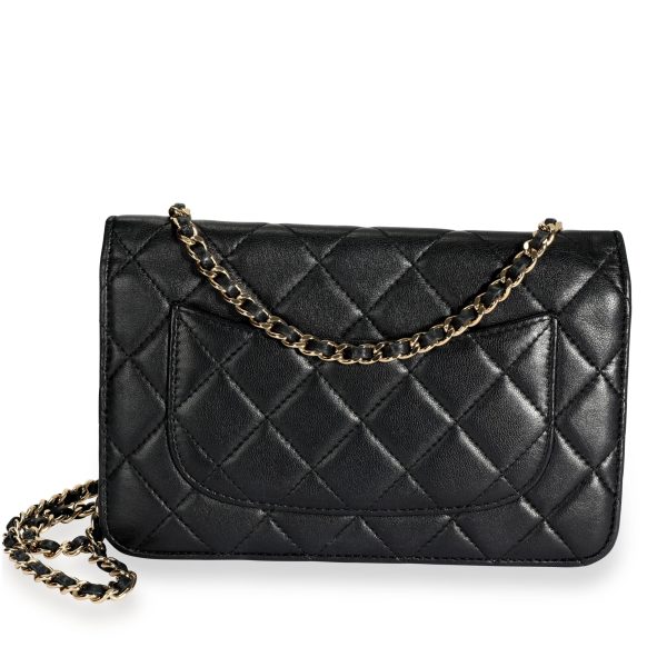 109549 pv Chanel Black Quilted Lambskin Wallet on Chain