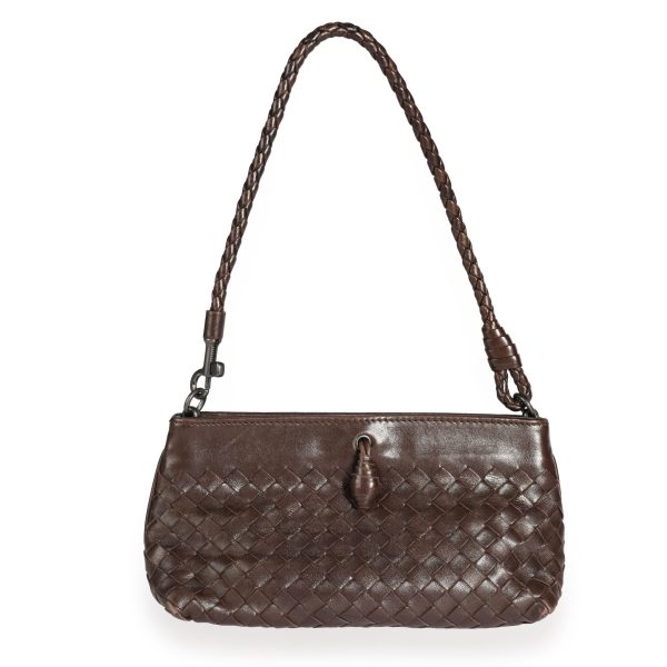 109744 fv Bottega Veneta Brown Intrecciato Leather Pochette