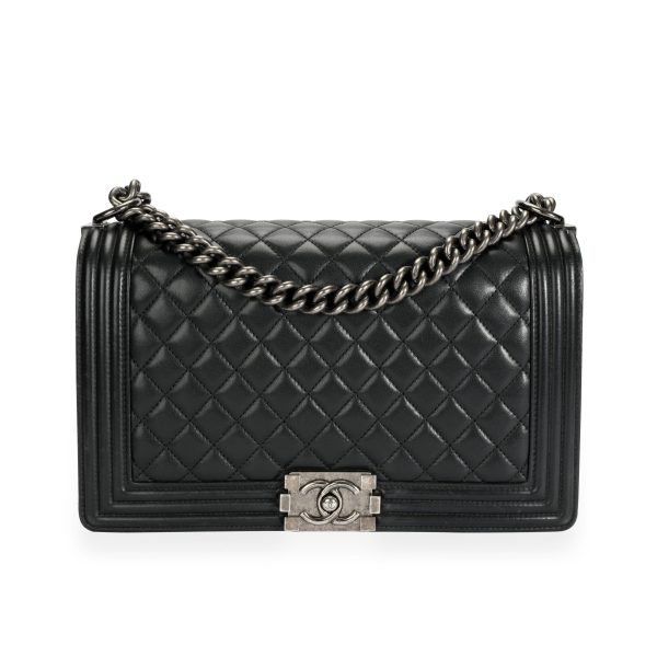 109959 fv 95f2f6de f700 4640 accf 12db0a5ff578 Chanel Black Lambskin Quilted Large Boy Bag