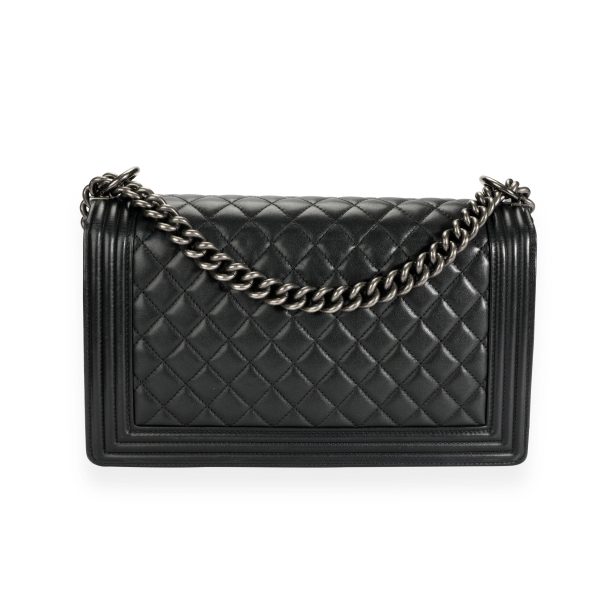 109959 pv 68d20a7a 1882 4f64 be6d 26c3c6d1d6ec Chanel Black Lambskin Quilted Large Boy Bag