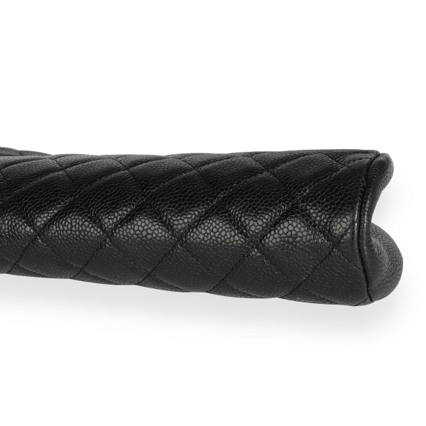 110007 box Chanel Black Caviar Quilted Timeless Clutch