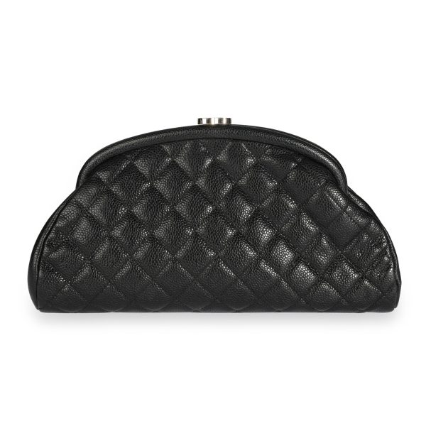 110007 pv Chanel Black Caviar Quilted Timeless Clutch