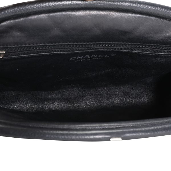 110117 av Chanel Black Caviar Quilted Timeless Clutch