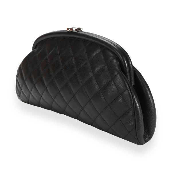 110117 sv Chanel Black Caviar Quilted Timeless Clutch