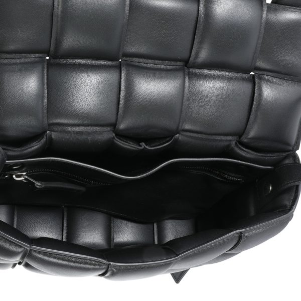 110122 av Bottega Veneta Black Maxi Intrecciato Leather Padded Cassette Bag