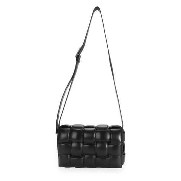 110122 bv Bottega Veneta Black Maxi Intrecciato Leather Padded Cassette Bag