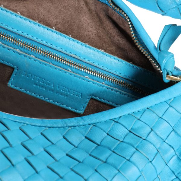 110125 ad2 Bottega Veneta Turquoise Intrecciato Leather Medium Veneta Hobo