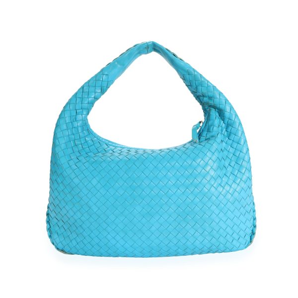 110125 fv Bottega Veneta Turquoise Intrecciato Leather Medium Veneta Hobo