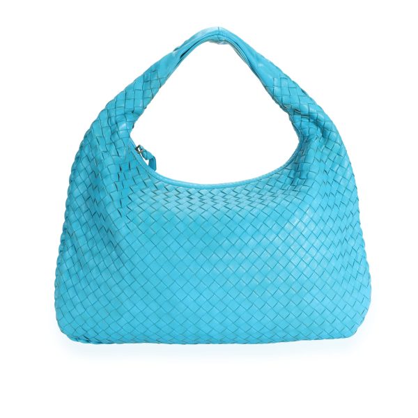 110125 pv Bottega Veneta Turquoise Intrecciato Leather Medium Veneta Hobo