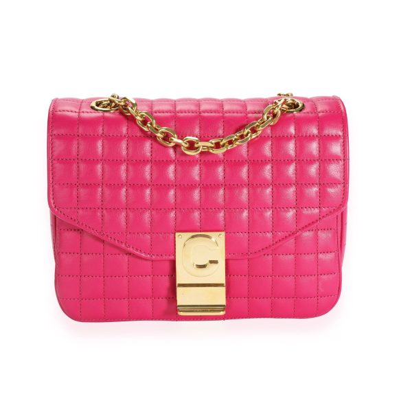 110228 fv b8480efe b525 4385 af37 ff132ba6620a Celine Hot Pink Quilted Calfskin Small C Bag