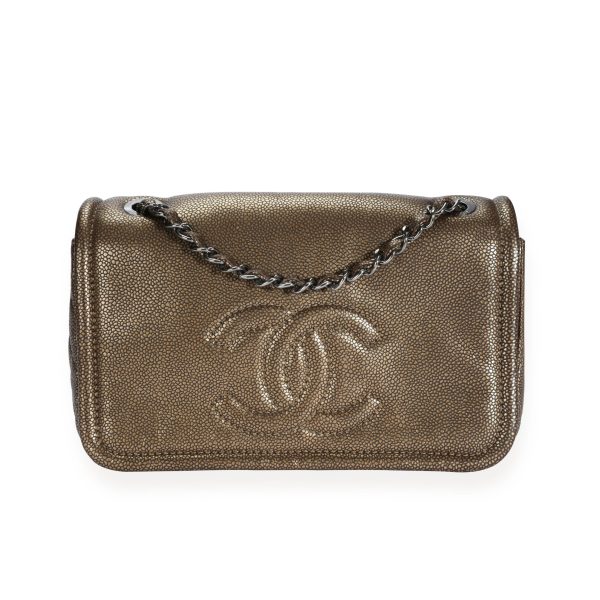 110243 fv Chanel Bronze Pebbled Effect Leather Timeless Single Flap Bag