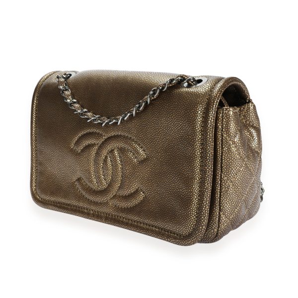 110243 sv Chanel Bronze Pebbled Effect Leather Timeless Single Flap Bag