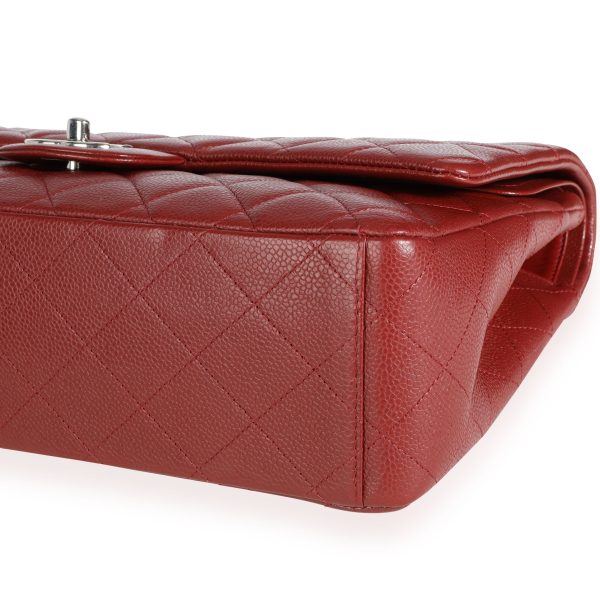 110782 clasp Chanel Burgundy Quilted Caviar Maxi Classic Double Flap Bag