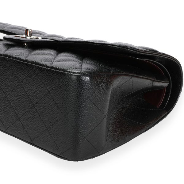 110957 clasp Chanel Black Caviar Quilted Classic Jumbo Double Flap Bag