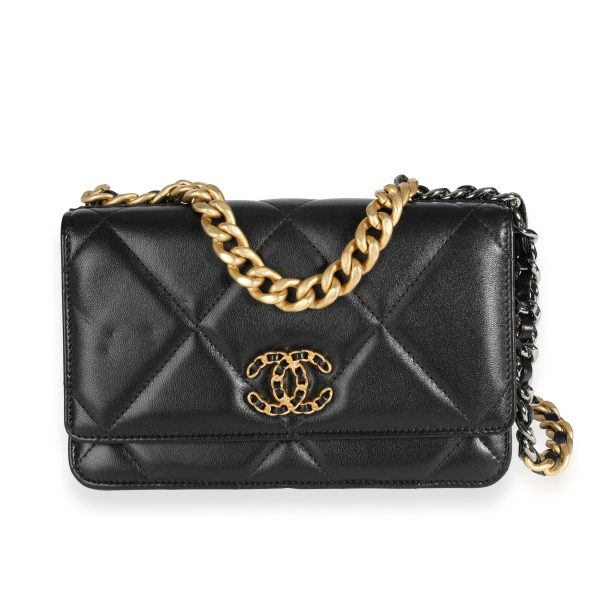 111018 fv Chanel Black Quilted Lambskin Chanel 19 Wallet on Chain