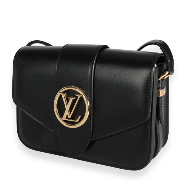 111055 sv Louis Vuitton Black Calfskin LV Pont 9