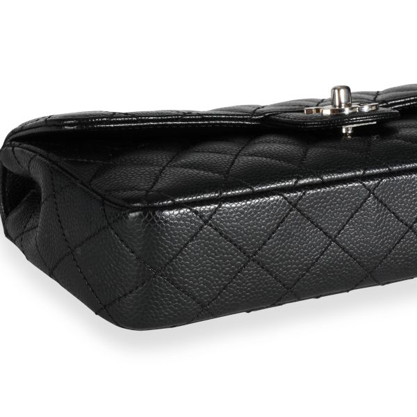 111100 clasp Chanel Black Quilted Caviar East West Flap Bag