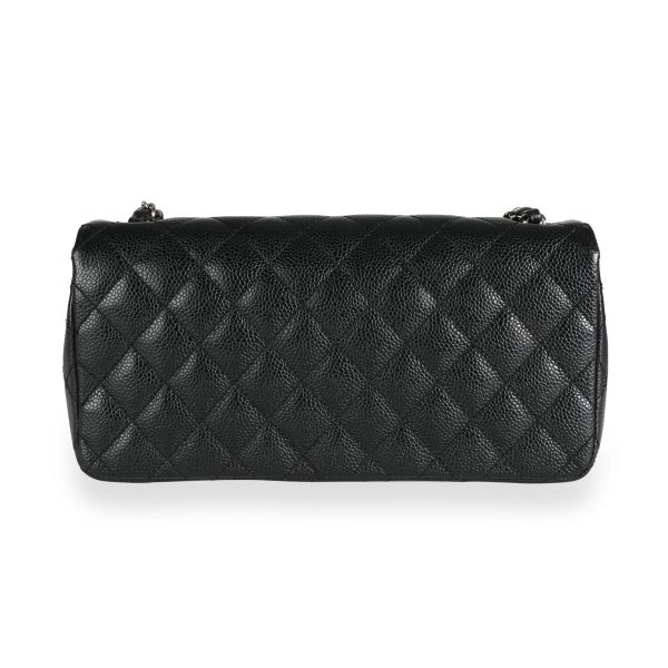 111100 pv Chanel Black Quilted Caviar East West Flap Bag