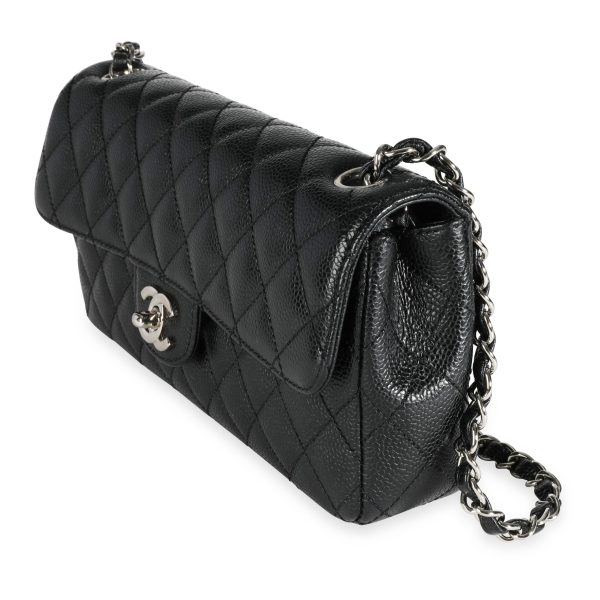 111100 sv Chanel Black Quilted Caviar East West Flap Bag